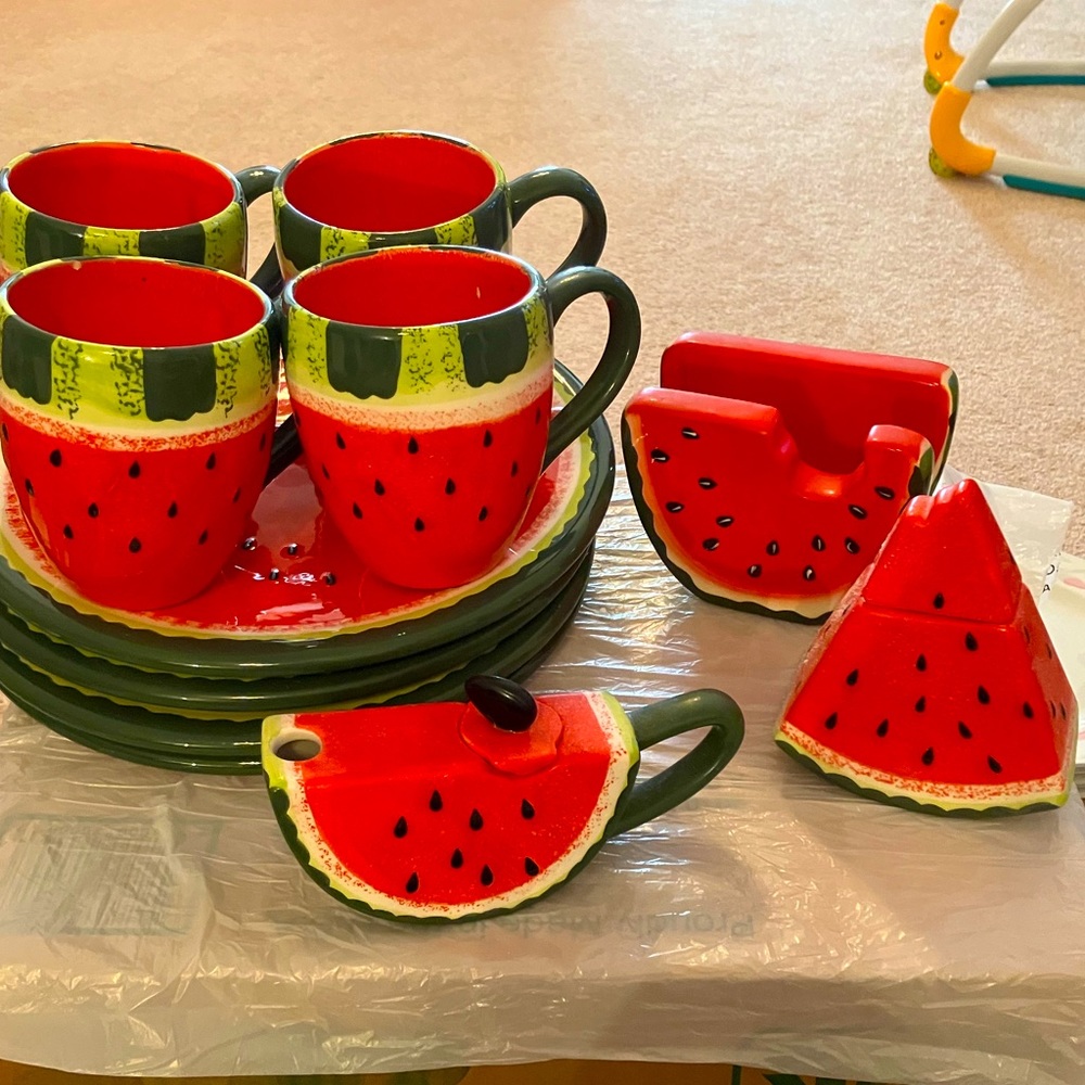 Watermelon Cracker Barrel Stoneware Set